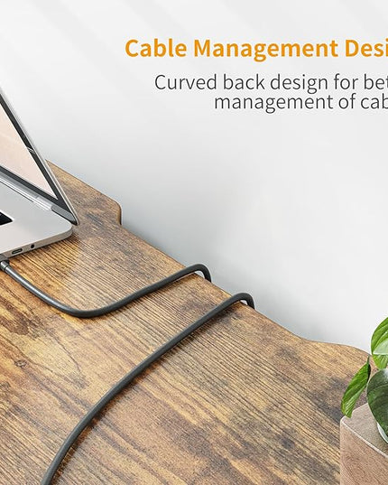 BANTI Computer Desk, 47 inch Home Office Writing Study Desks with Storage Bag, Small PC Table, Modern Simple Style for Space-Saving, Rustic Brown - LeafyLoom