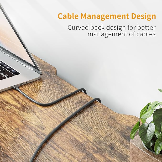 BANTI Computer Desk, 47 inch Home Office Writing Study Desks with Storage Bag, Small PC Table, Modern Simple Style for Space-Saving, Rustic Brown - LeafyLoom