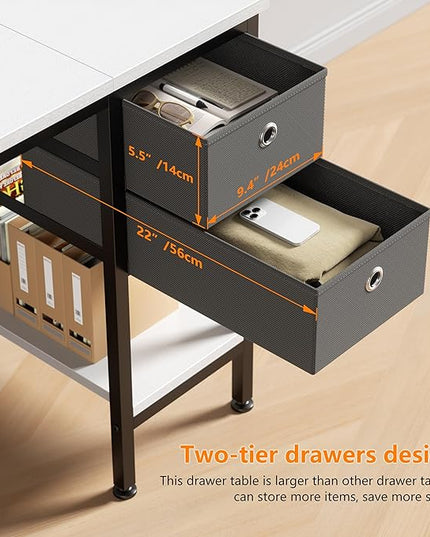 HOMIDEC Office Desk, Computer Desk with Drawers 47" Study Writing Desks for Home with Storage Shelves, Desks & Workstations for Home Office Bedroom - LeafyLoom