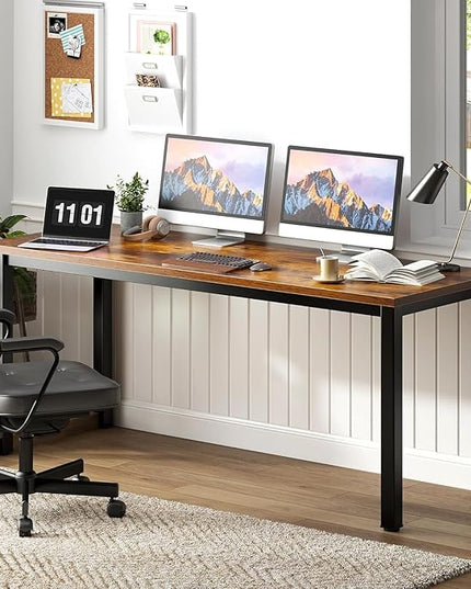 sogesfurniture Large Computer Desk - 62.9 inches Modern Simple Style Office Desk Computer Desk Gaming Desk Computer Table Sturdy Writing Workstation for Home Office, Brown - LeafyLoom