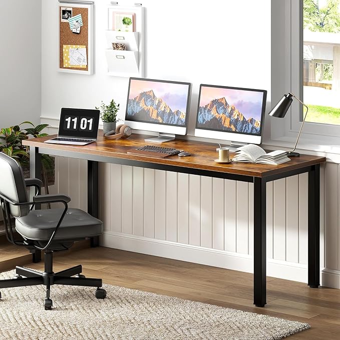 sogesfurniture Large Computer Desk - 62.9 inches Modern Simple Style Office Desk Computer Desk Gaming Desk Computer Table Sturdy Writing Workstation for Home Office, Brown - LeafyLoom