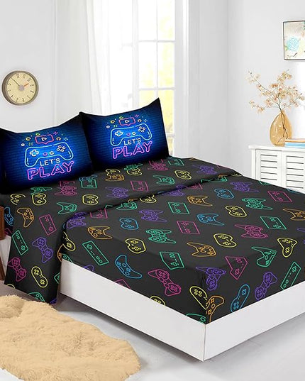 Gamer Comforter Sets,6 PCS Gaming Bedding Set for Boys,Kids Comforter Sets for Boys,Twin Comforter Sets for Boys,Bed in A Bag with Sheets(Twin,Blue Color) - LeafyLoom