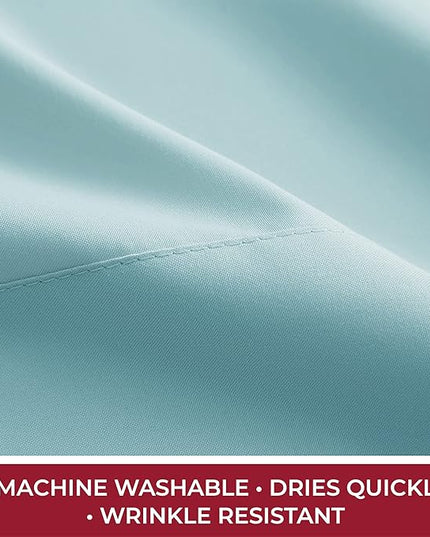 Mellanni RV Short Queen Sheets - 4 PC Iconic Collection Bedding Sheets & Pillowcases - Hotel Luxury, Extra Soft, Cooling Bed Sheets - Deep Pocket up to 10 inch (RV/Short Queen, Spa Blue) - LeafyLoom