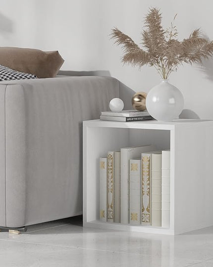 Magic DIY Cube Storage Organizer -Cube Storage Shelf -Wood Storage Cubes -Stackable Cubes Perfect for Books Clothes Toy(Pure White-Washed, General Cube) - LeafyLoom