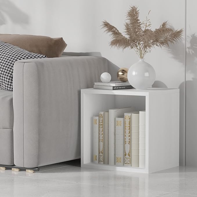 Magic DIY Cube Storage Organizer -Cube Storage Shelf -Wood Storage Cubes -Stackable Cubes Perfect for Books Clothes Toy(Pure White-Washed, General Cube) - LeafyLoom