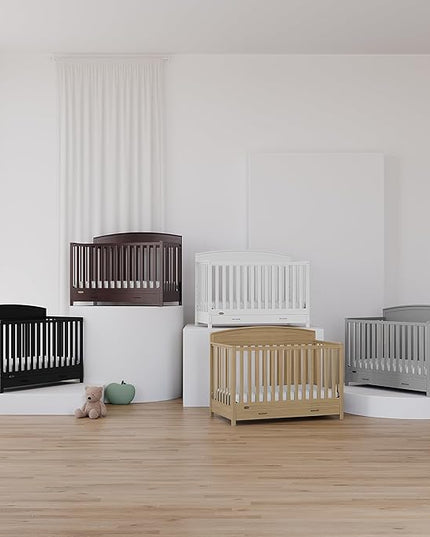 Graco Benton 5-in-1 Convertible Crib with Drawer (Black) - Converts from Baby Crib to Toddler Bed, Daybed and Full-Size Bed, Fits Standard Full-Size Crib Mattress, Adjustable Mattress Support Base - LeafyLoom