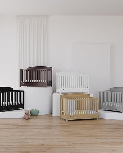 Graco Benton 5-in-1 Convertible Crib (Driftwood) – GREENGUARD Gold Certified, Converts from Baby Crib to Toddler Bed, Daybed and Full-Size Bed, Fits Standard Full-Size Crib Mattress - LeafyLoom