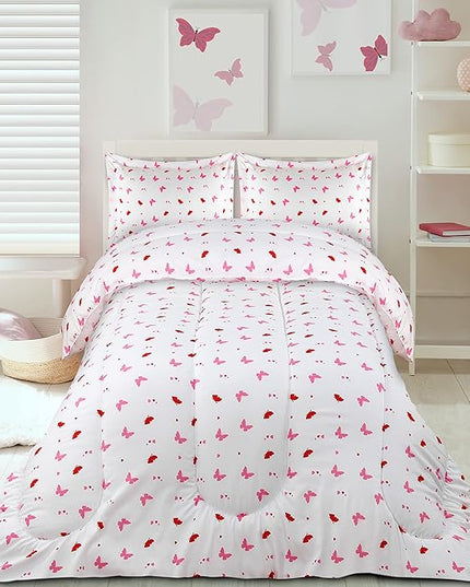 Utopia Bedding All Season Butterfly Comforter Set with 2 Pillow Cases, 3 Piece Soft Brushed Microfiber Kids Bedding Set for Boys/Girls, Machine Washable (Twin) - LeafyLoom