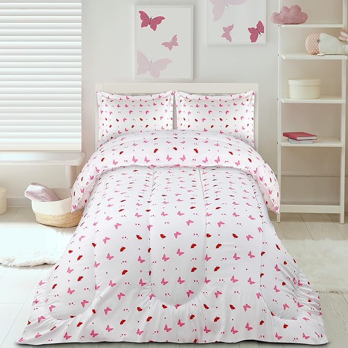 Utopia Bedding All Season Butterfly Comforter Set with 2 Pillow Cases, 3 Piece Soft Brushed Microfiber Kids Bedding Set for Boys/Girls, Machine Washable (Twin) - LeafyLoom