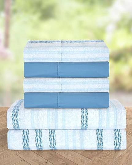 Elegant Comfort Softest and Coziest 4-Piece Sheet Set - 1500 Premium Hotel Quality Microfiber - Deep Pocket, Wrinkle Resistant 4-Piece Floral Bed Sheet Set, Twin XL, Traci Aqua - LeafyLoom