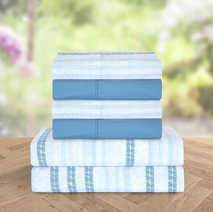 Elegant Comfort Softest and Coziest 4-Piece Sheet Set - 1500 Premium Hotel Quality Microfiber - Deep Pocket, Wrinkle Resistant 4-Piece Floral Bed Sheet Set, Twin XL, Traci Aqua - LeafyLoom