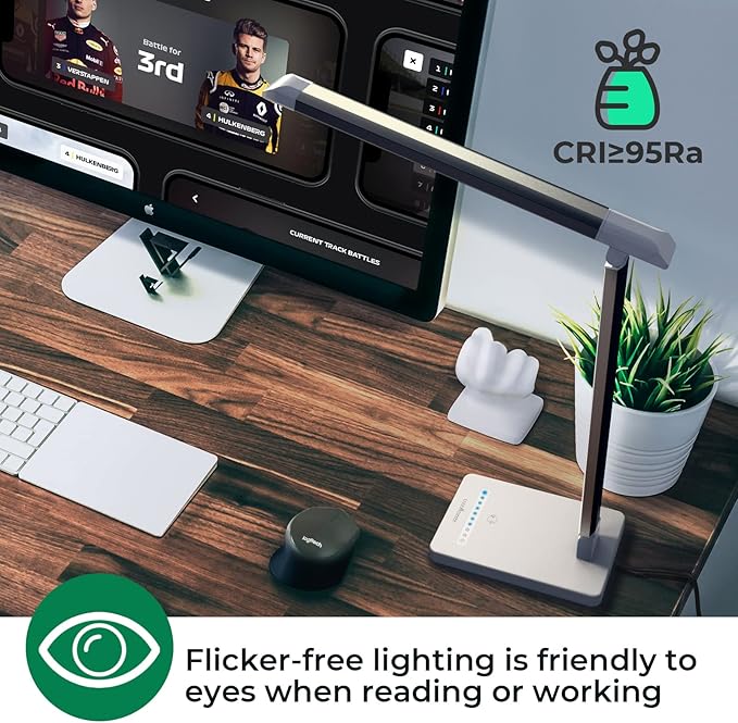LED Desk Lamp with USB Port: Eye-Caring Office Desk Lamp with USB Charging Port 6-Level Brightness 5 Color Modes Touch Control Dimmable Portable Desk Light for College Dorm Room Home Office - LeafyLoom