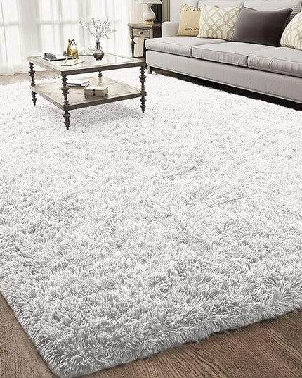 Ophanie Machine Washable 6 x 9 Rugs for Living Room,White,Large Fluffy Fuzzy Plush Shag Comfy Soft,Non-Slip Indoor Floor Carpet,for Kids Boys Girls Dorm，Room,Bedroom,Playroom，Home Decor Aesthetic - LeafyLoom