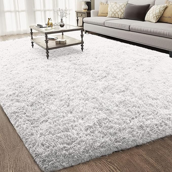 Ophanie Machine Washable 6 x 9 Rugs for Living Room,White,Large Fluffy Fuzzy Plush Shag Comfy Soft,Non-Slip Indoor Floor Carpet,for Kids Boys Girls Dorm，Room,Bedroom,Playroom，Home Decor Aesthetic - LeafyLoom