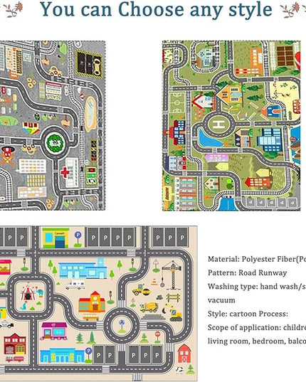 Kids Rug Play Mat for Toy Cars,City Life Road Traffic Educational Carpet,Have Fun Throw Rug,Non-Slip Nursery Rug for Boy and Girl Bedroom 180×270cm/71×106in - LeafyLoom