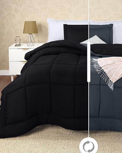 Utopia Bedding Twin Comforter Set Kids with 1 Pillow Sham, Bedding Comforter Sets, Down Alternative Reversible Black/Grey Comforter, Soft and Comfortable, Machine Washable - LeafyLoom