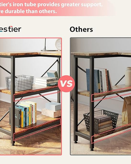 Bestier Small L Shaped Desk with Shelves 47 Inch Reversible Corner Computer Desk Writing Gaming Storage Table for Home Office Small Space, Rustic Brown - LeafyLoom