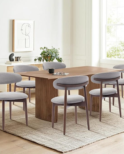 COLAMY Wooden Dining Chairs Set of 4, Modern Fabric Upholstered Kitchen Side Chairs, Farmhouse Dining Room Chair with Foot Pegs, Light Grey - LeafyLoom
