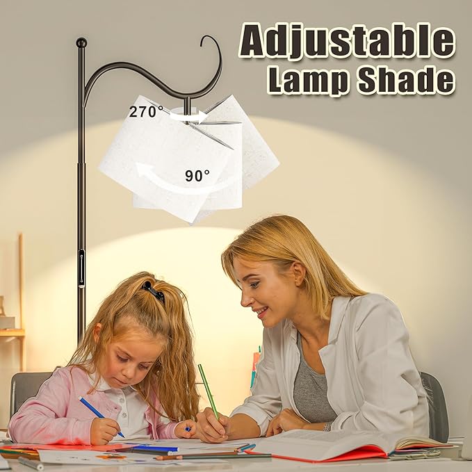 Dimmable Floor Lamp with Remote, Adjustable Floor Lamps for Reading, 12W LED Modern Standing Lamp Arched, Tall Floor Lamps for Living Room, Touch Control, 1200LM Super Bright - LeafyLoom