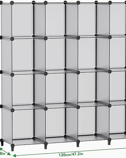 HOMIDEC Book Shelf 16 Cubes Bookcase Bookshelf Cube Storage Organizer Portable Display Bookshelf Kids Bookshelf Book Case for Study Room,Bedroom,Office,Living Room,Closet (47.2x11.8x47.2 inch) - LeafyLoom