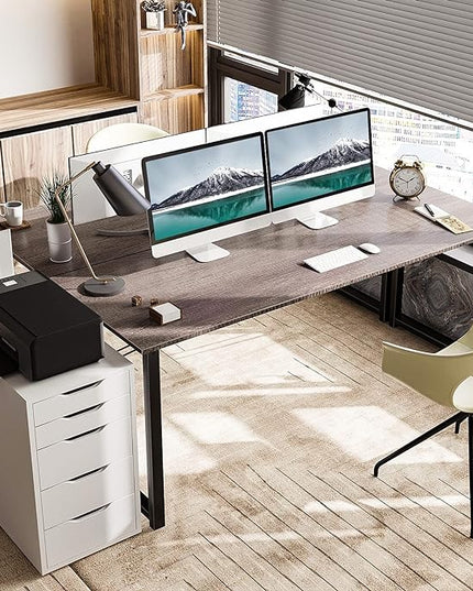 Coleshome 63 Inch Computer Desk, Modern Simple Style Desk for Home Office, Study Student Writing Desk,Grey Oak - LeafyLoom