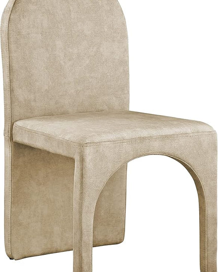 Meridian Furniture Summer Collection Modern | Contemporary Velvet Upholstered Dining Side Chair with Steel Frame, Set of 2, Beige - LeafyLoom
