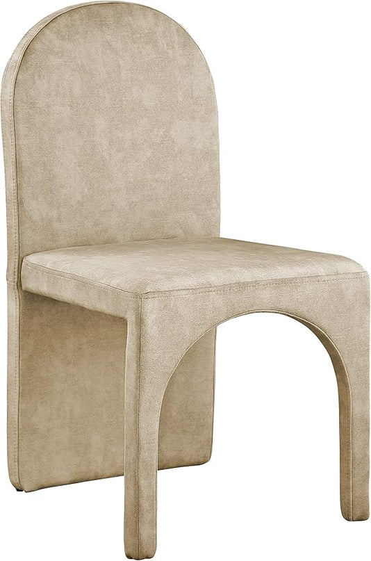 Meridian Furniture Summer Collection Modern | Contemporary Velvet Upholstered Dining Side Chair with Steel Frame, Set of 2, Beige - LeafyLoom