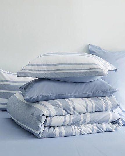 Bedsure Extra Long Twin XL Comforter Set, Twin XL Bedding Set, Navy Blue All Season Dorm Room Essentials with 1 Pillow Sham, Flat Sheet, Fitted Sheet and 1 Pillowcase - LeafyLoom