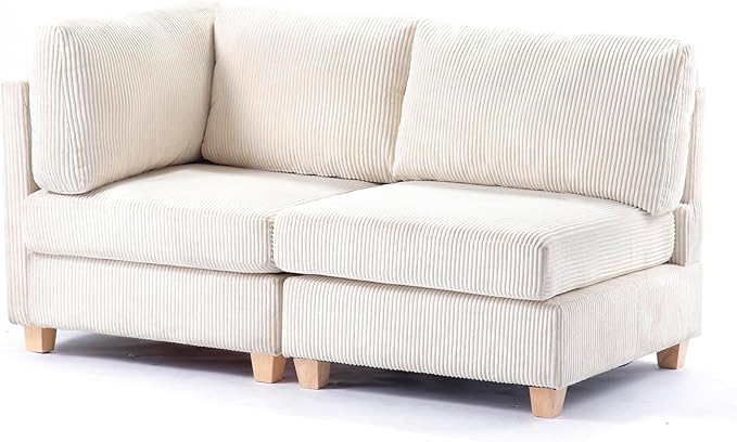 Free Combination Convertible Modular Sectional Sofa with Movable Ottoman, L Shaped Reversible Sleeper Corner Couch with Solid Wood Legs, Comfy Corduroy Upholstered Sofa&Couches for Living Room - LeafyLoom