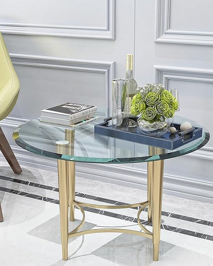 Round Tempered Glass Table Top, 28 Inch, Transparent - LeafyLoom