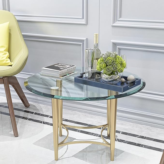 Round Tempered Glass Table Top, 28 Inch, Transparent - LeafyLoom