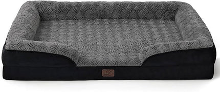 Bedsure Orthopedic Dog Bed for Large Dogs - Calming Dog Sofa Beds Large with Luxurious Short Plush, Big Pet Couch Bed with Removable Washable Cover, Waterproof Lining and Nonskid Bottom, Black BEDSURE