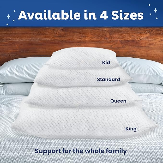 Snuggle-Pedic Shredded Memory Foam Pillow - The Original Cool Pillows for Side, Stomach & Back Sleepers - Sleep Support That Keeps Shape - College Dorm Room Essentials for Girls and Guys - King - LeafyLoom