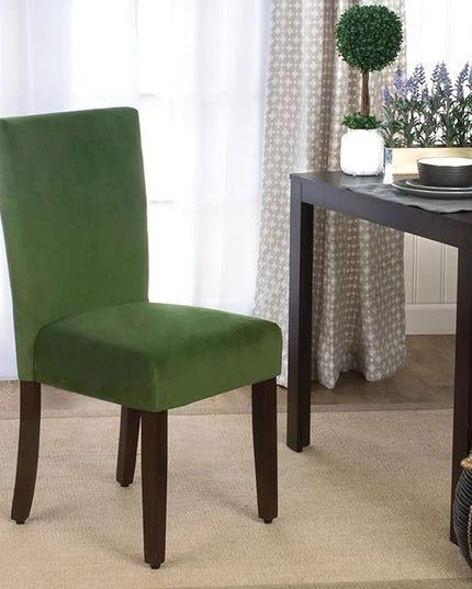 HomePop Parsons Classic Upholstered Accent Dining Chair, Set of 2, Dark Green Velvet - LeafyLoom