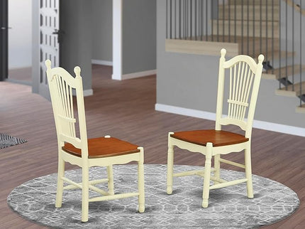 East West Furniture DOC-WHI-W Dover Dinette Chairs - Slat Back Wooden Seat Dining Chairs, Set of 2, Buttermilk & Cherry - LeafyLoom