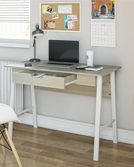 Ameriwood Home Oxford Computer Desk with Drawer, Pale Oak - LeafyLoom