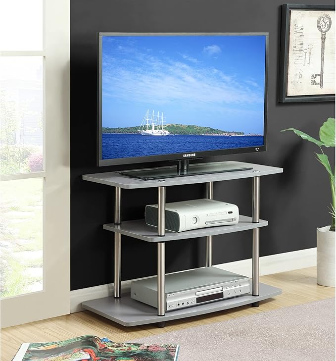 Convenience Concepts Designs2Go 3-Tier TV Stand, 31.5", Gray - LeafyLoom
