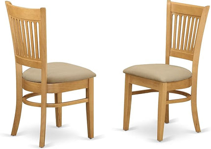 East West Furniture ANVA3-OAK-C 3 Piece Kitchen Table Set for Small Spaces Contains a Round Dining Room Table with Pedestal and 2 Linen Fabric Upholstered Chairs, 36x36 Inch, Oak - LeafyLoom