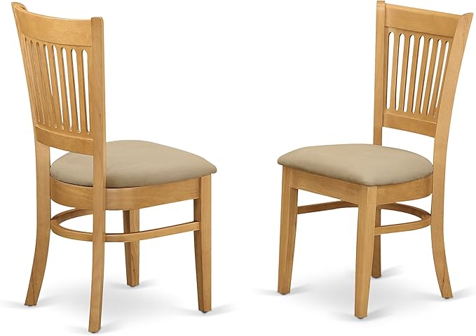East West Furniture ANVA3-OAK-C 3 Piece Kitchen Table Set for Small Spaces Contains a Round Dining Room Table with Pedestal and 2 Linen Fabric Upholstered Chairs, 36x36 Inch, Oak - LeafyLoom