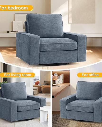 EASELAND Oversized Accent Chair, Reading Chair with Upholstered Chenille Fabric, Sofa Chair with Armrest, Single Sofa Chair for Living Room, Swivel Chair with Wooden Legs, Comfy Chair for Small Spaces - LeafyLoom