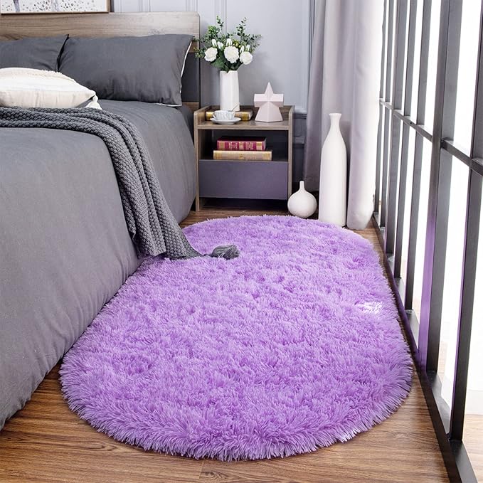 Noahas Ultra Soft Fluffy Bedroom Rugs Kids Room Carpet Modern Shaggy Area Rugs Home Decor 2.6' X 5.3', Purple - LeafyLoom