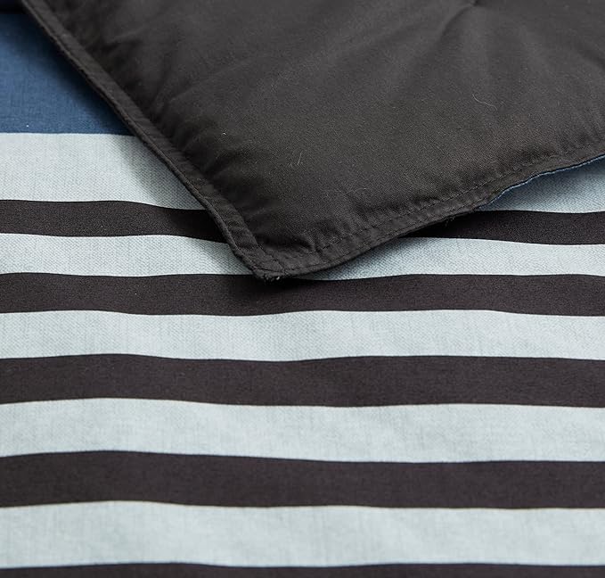 Nautica Comforter Set Cotton Reversible Bedding with Matching Shams, Home Decor for All Seasons, 3 pcs, Queen, Rendon Charcoal/Navy/White - LeafyLoom