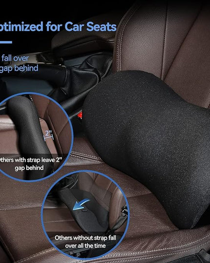 Lumbar Support Pillow – Memory Foam Lumbar Pillow for Lower Back Support, Back Cushion with Strap for Pain Relief, Perfect Lumbar Support Pillow for Office Chair, Car Seat, Bed, Recliner - LeafyLoom