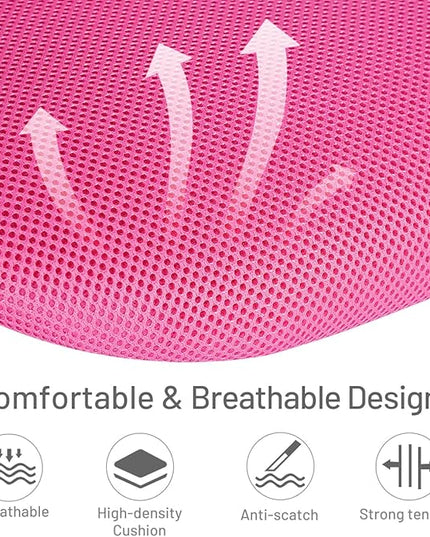 FurnitureR Desk Chair Armless Cute Home Office Desk Chair for Kids, Swivel Computer Task Chair Study Chair with Mesh Padded Cushion and Rolling Wheels for Child, Pink - LeafyLoom