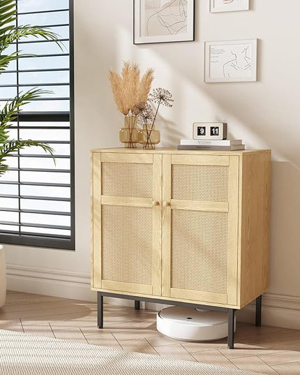 Lifewit Rattan Sideboard Buffet Cabinet, Credenza, Storage Cabinet, Console Table, Coffee Bar Cabinet for Kitchen, Dining Room, Living Room, Entryway, 2 Doors, Natural - LeafyLoom