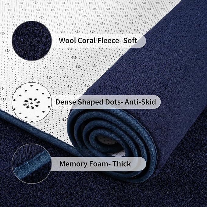 Area Rugs for Bedroom Living Room, 5x8 Navy Blue Super Soft Comfy Thickened Memory-Foam Indoor Carpets, Modern Aesthetic Minimalist Carpet for Boys Girls Adults Apartment Nursery Home Décor - LeafyLoom
