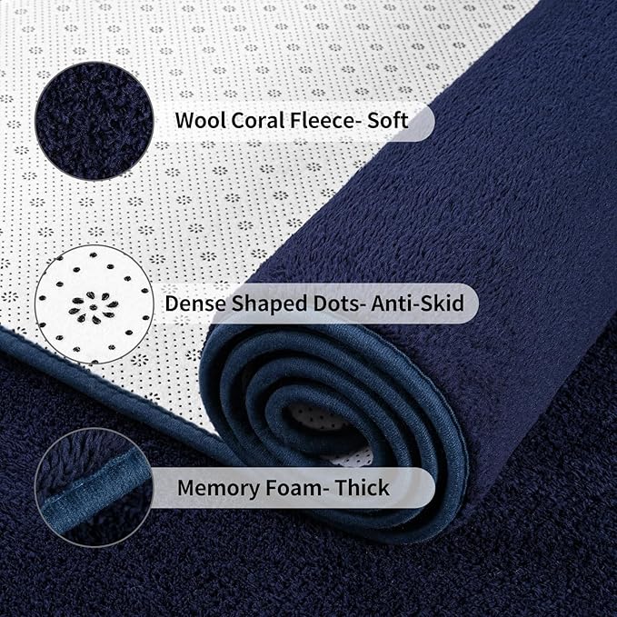 Area Rugs for Bedroom Living Room, 4x6 Navy Blue Super Soft Comfy Thickened Memory-Foam Indoor Carpets, Modern Aesthetic Minimalist Carpet for Boys Girls Adults Apartment Nursery Home Décor - LeafyLoom