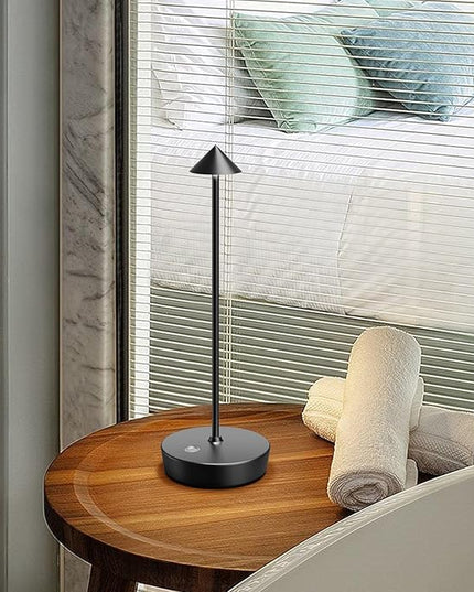 Rechargeable Cordless Table Lamp, 6000mAh LED Battery Operated Desk Lamp Touch 3 Color Stepless Dimming Portable Outdoor Waterproof Table Light for Patio/Restaurant/Dining/Home (Black) - LeafyLoom