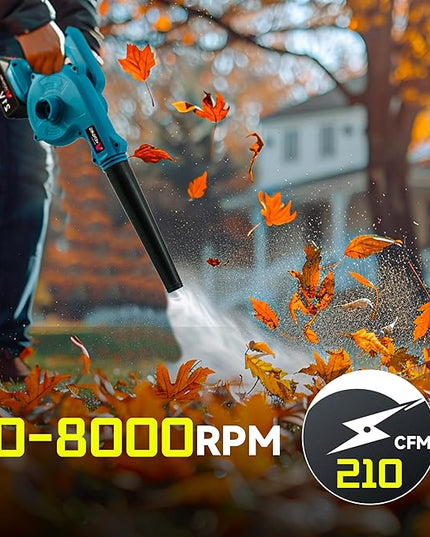 Electric Cordless Leaf Blower 21V, Leaf blower Dual Function Blowing and Vacuuming, with 2 x 4.0AH High Capacity Batteries, Leaf Blower Cordless Effortlessly Clears Blowers for Lawn Care - LeafyLoom