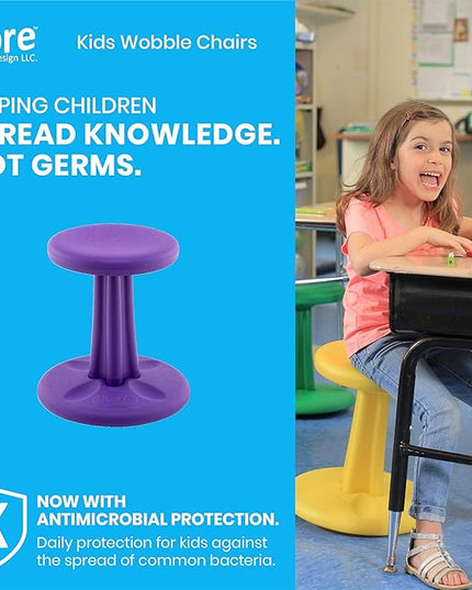 Kore Kids Pre-Teen Wobble Chair - Flexible Seating Stool for Classroom, Home & School, ADD/ADHD - Made in The USA - Age 10-11, Grade 5-6, Purple (18.7in) - LeafyLoom